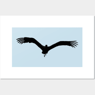 White Stork Bird In Flight Vector Black Silhouette Posters and Art